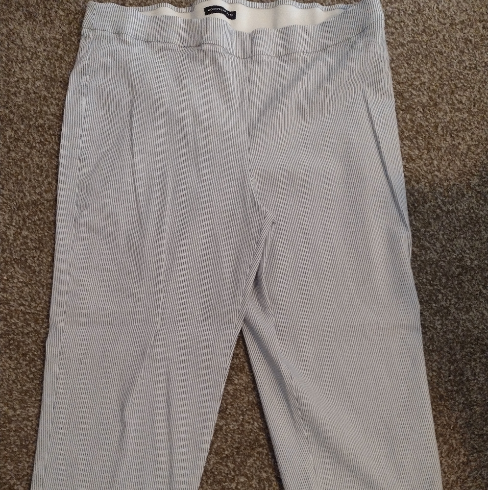 3 for *15 Counterparts 2X capris white blue stripe